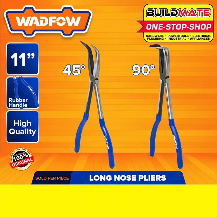 WADFOW Long Nose Pliers 11" Inch 45 Degree | 90 Degree [SOLD PE PIECE] Extra Long Nose Pliers Bent Tip Long Nose Pliers Bent Pliers WPL2E11 | WPL3E11 •BUILDMATE• WHT