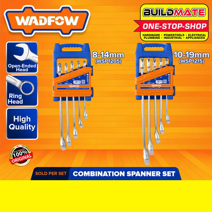 BUILDMATE Wadfow 5PCS Combination Spanner Set 8-14mm | 10-19mm [SOLD PER SET] Gear Ring Combination Wrench Set Spanner Wrench Open-end Wrench Automotive Spanner DIY Tool Spanner WSP1205 | WSP1215 • WHT