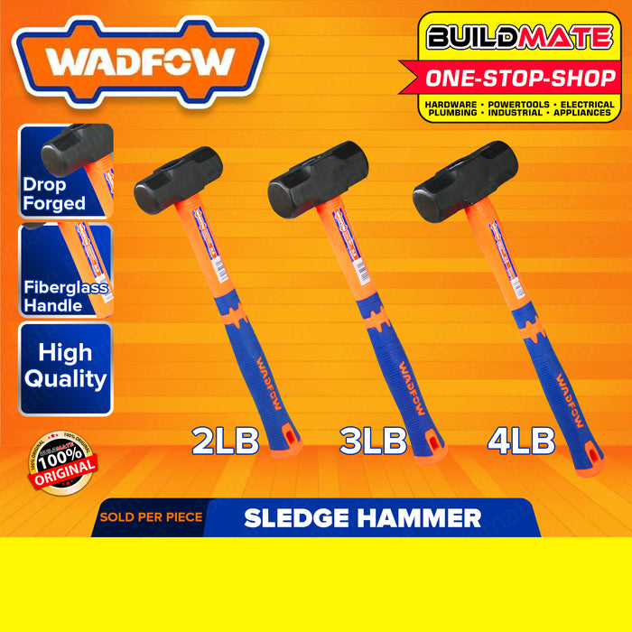 BUILDMATE Wadfow Sledge Hammer Stoning Maso 2LB | 3LB | 4LB [SOLD PER PIECE] Fiberglass Handle Large Tool for Wall Smashing and Wall Demolition Steel Black Head • WHT