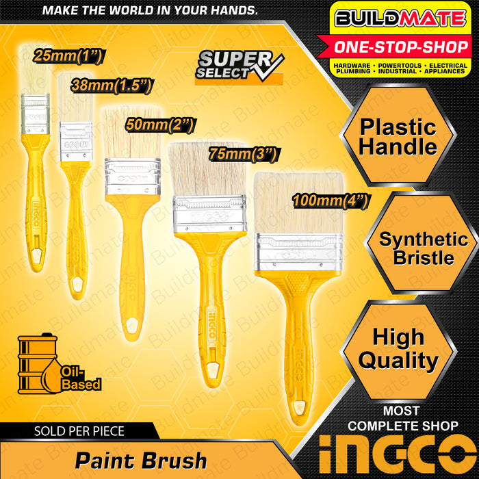 BUILDMATE Ingco Utility Paint Brush 1" | 1.5" | 2" | 3" | 4" Inch Plastic Handle For Oil-Based Paint Penholder Oil Painting Brush Acrylic Oil Paint Brush Scrubbing Brushes Art Supplies Brushes for Painting Trim Paint Brushes Stain Brush • IHT