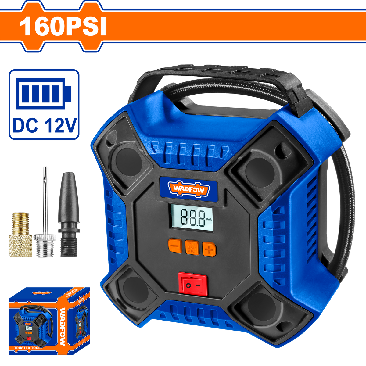 BUILDMATE Wadfow Auto Air Compressor DC12V 160PSI Portable Tire Inflat ...