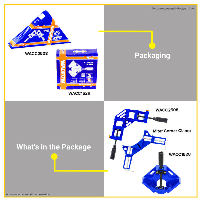 BUILDMATE Wadfow Corner Clamp Holder 70mm | 75mm Right Angle Clip Jaws Aluminum Alloy for Woodworking Frame & Welding Hand Fixing Clip - WHT