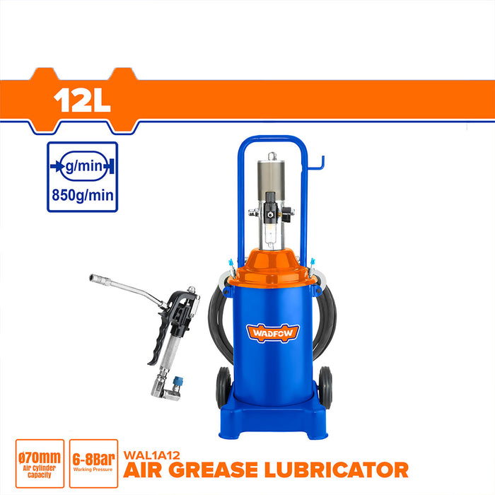 BUILDMATE Wadfow 12L Pneumatic Air Grease Lubricator Air Grease Gun Pump Dispenser WAL1A12 - WHT