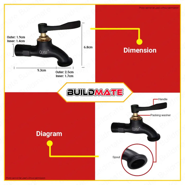 BUILDMATE WSDA Hose Bibb Brass Faucet Matte Black Finish Heavy Duty Outdoor Garden Tap Faucet Water Spigot OZ-302 BK