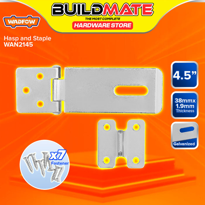 BUILDMATE Wadfow Hasps and Staple 1.5" - 5.5" Galvanized Security Locking Padlock Safety Door Hasp Lock SOLD PER SET - WHT