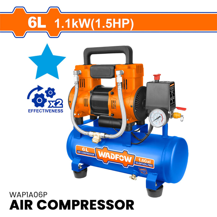 Compressor Buildit BUILDMATE Wadfow 1.5HP (1100W) Silent & Oil-Free Air Compressor Pneuma ...
