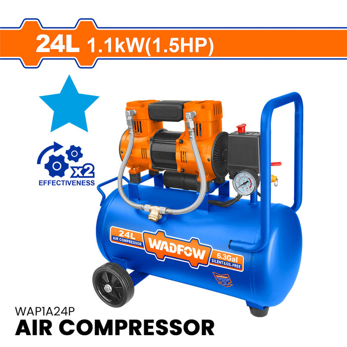 BUILDMATE Wadfow 1.5HP (1100W) Silent & Oil-Free Air Compressor Pneumatic Inflator Compressed Air Pressure Pump Machine For HVAC Systems & Power Tools - WPT