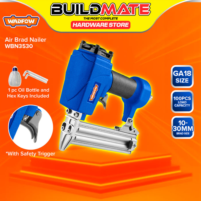 BUILDMATE Wadfow Air Brad Nailer Ga18 10-30mm Pneumatic Nail Stapler Gun Compressed Air Nailer w/ 100pcs Load Capacity WBN3532 / WBN3530 - WHT