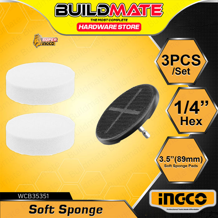BUILDMATE Ingco 3PCS/SET Quick Change Cleaning Set / Kit Soft Sponge Pads WCB35351 - IHT