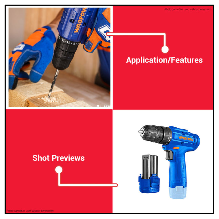 BUILDMATE Wadfow Lithium-Ion Cordless Drill 12V Drilling Gun with Power Indicator Battery Power Tools WCDS510 | 100% ORIGINAL / AUTHENTIC • WPP