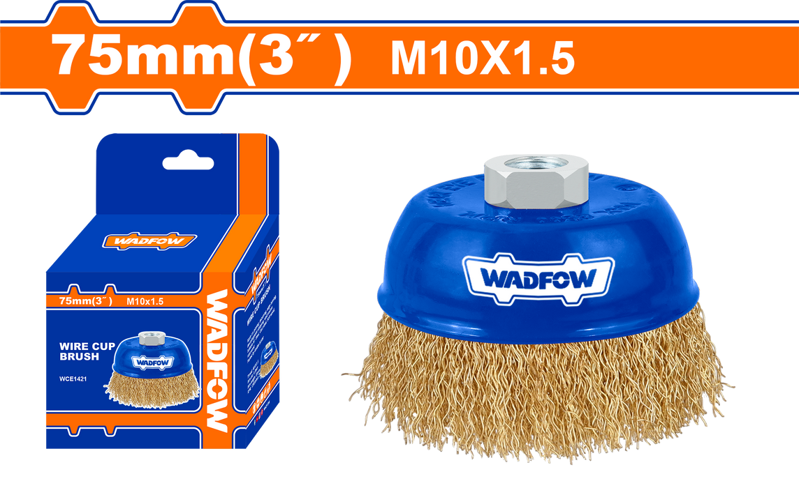 BUILDMATE Wadfow Wire Cup Brush Set 3" Inch 75mm Crimped | Twisted Brushes For Angle Grinder Surface Finishing Tools Wire Wheel Brush [SOLD PER PIECE] WCE1421 | WCE2421 • WHT