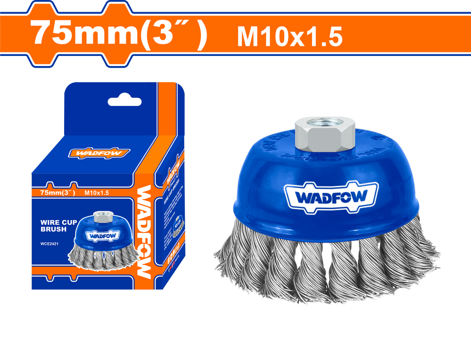 BUILDMATE Wadfow Wire Cup Brush Set 3" Inch 75mm Crimped | Twisted Brushes For Angle Grinder Surface Finishing Tools Wire Wheel Brush [SOLD PER PIECE] WCE1421 | WCE2421 • WHT