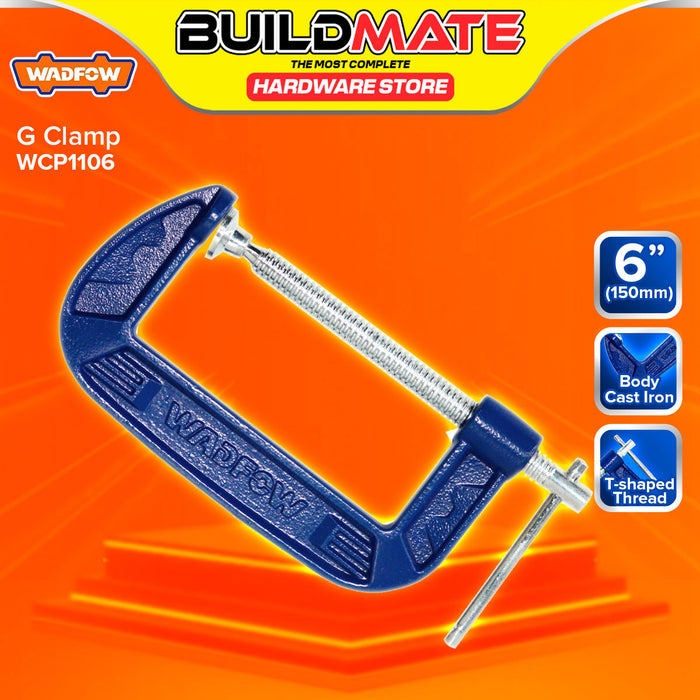 BUILDMATE Wadfow G Clamp 3" - 8" Jaw Opening Heavy Duty Cast Iron Clamping Tool with Sliding T-Shaped Thread for Woodworking Metalworking & Welding SOLD PER PIECE - WHT