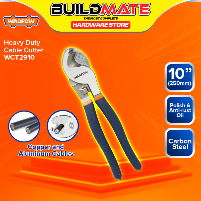 BUILDMATE Wadfow Heavy Duty Cable Cutter 10" 250mm Carbon Steel Cable Shear Wire Trimmer Electrician Line Pliers Snipping Tool WCT2910 - WHT