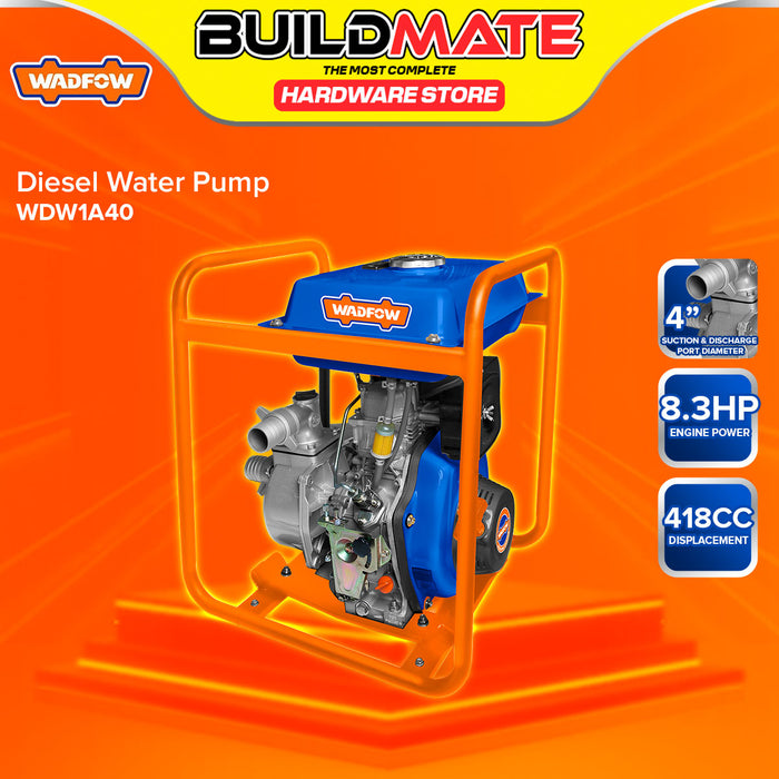 BUILDMATE Wadfow Diesel Engine Water Pump 2"- 4" Heavy Duty Water Transfer Agricultural and Irrigation Pump with 7m Suction Head - WPT