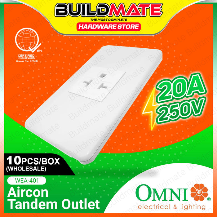 [WHOLESALE] BUILDMATE Omni 10pcs Aircon Tandem Outlet with Plate 20A 250V Heavy Duty Air Conditioner Power Outlet Wall Socket WEA-401