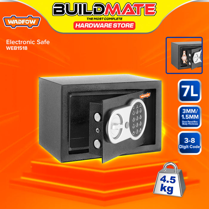 BUILDMATE Wadfow Wall Mounted Keypad Electronic Safe Box Personal Password Protected Security Lock Money Storage Cabinet Safe Vault with Mechanical Keys - WHT