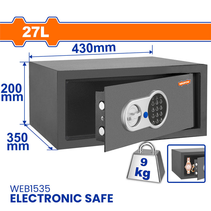 BUILDMATE Wadfow Wall Mounted Keypad Electronic Safe Box Personal Password Protected Security Lock Money Storage Cabinet Safe Vault with Mechanical Keys - WHT