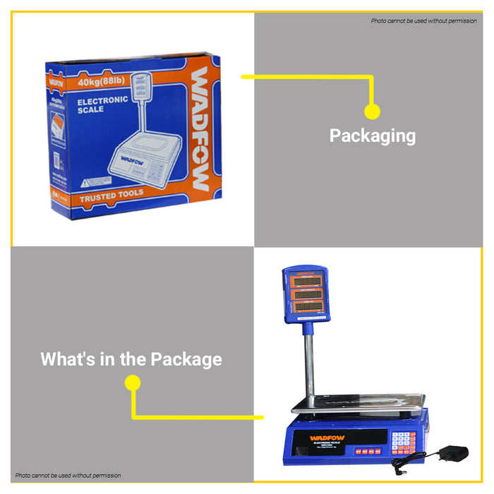 BUILDMATE Wadfow 40KG Electronic Digital Weighing Scale Rechargeable Kitchen Timbangan WEC1504 • WPT