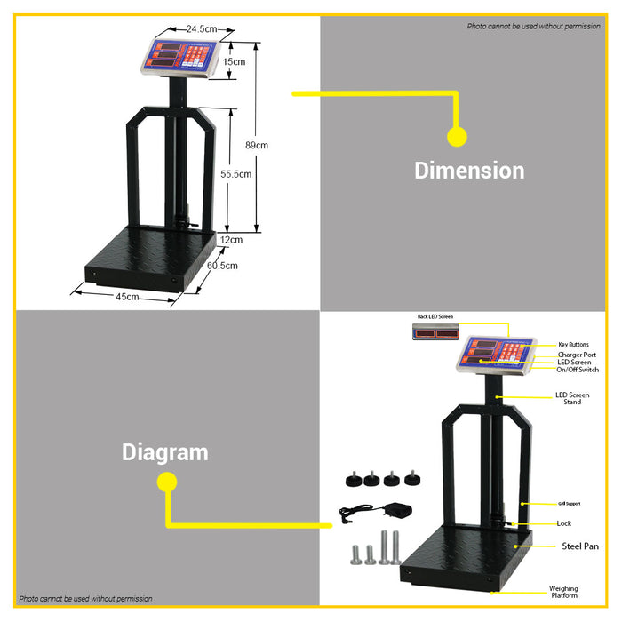 BUILDMATE Wadfow Electronic Scale 300KG | 500KG Rechargeable Digital Platform Weighing Scale • WPT