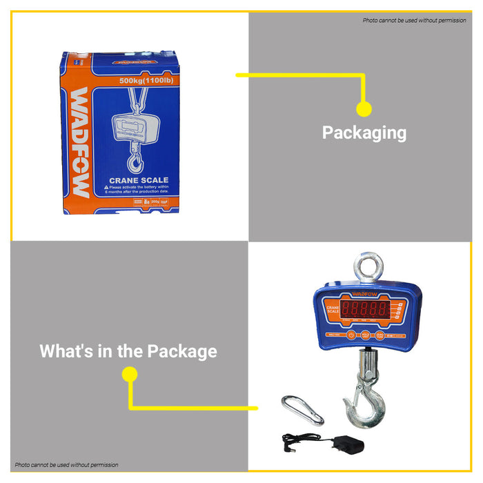 BUILDMATE Wadfow 500kg Hanging Crane Scale LED Digital Hook Weighing Scale Timbangan WEC1552 - WPT