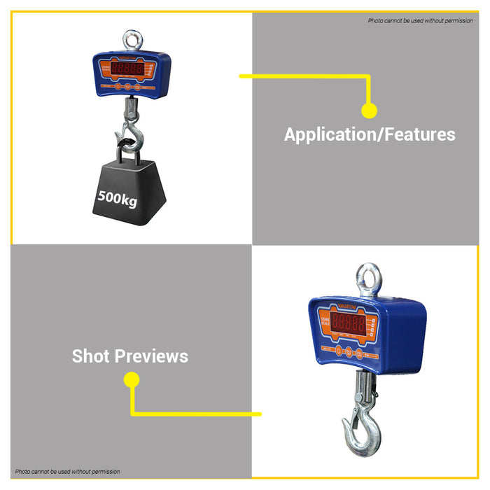 BUILDMATE Wadfow 500kg Hanging Crane Scale LED Digital Hook Weighing Scale Timbangan WEC1552 - WPT