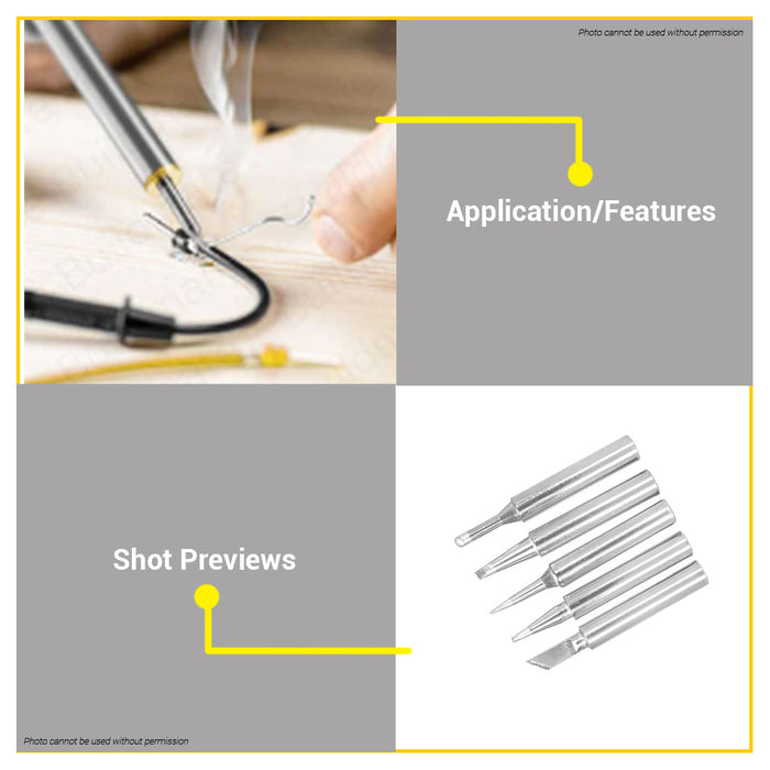 BUILDMATE Wadfow 5PCS/SET Soldering Iron Tips Ø4.3mm Bore Solder Replacemet Tip Kit Soldering Bit WEL8943 - WHT