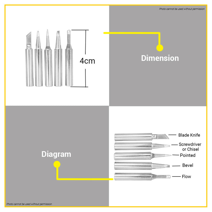 BUILDMATE Wadfow 5PCS/SET Soldering Iron Tips Ø4.3mm Bore Solder Replacemet Tip Kit Soldering Bit WEL8943 - WHT
