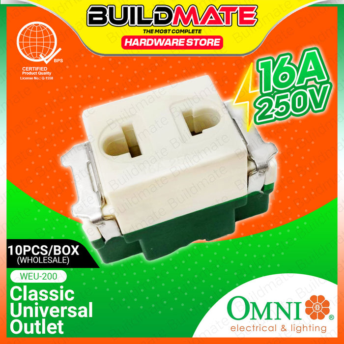 [WHOLESALE] BUILDMATE Omni 10PCS/BOX Classic Universal Outlet 16A 250V Electrical Wall Power Outlet WEU-200