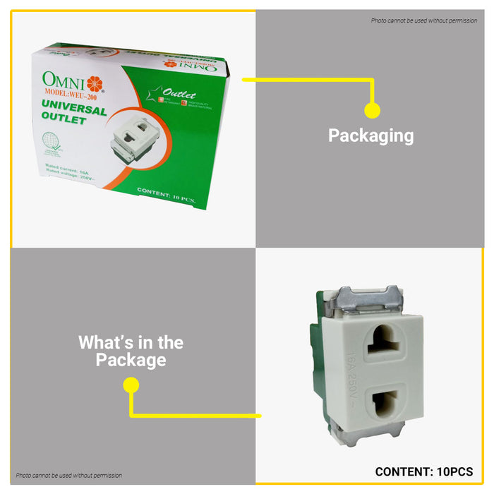 [WHOLESALE] BUILDMATE Omni 10PCS/BOX Classic Universal Outlet 16A 250V Electrical Wall Power Outlet WEU-200