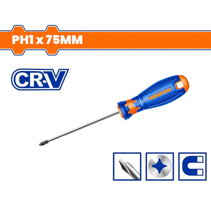 WADFOW Phillips Screwdriver Round Shank Screw Driver Magnetic Repairs Tools SOLD PER PIECE •BUILDMATE• WHT