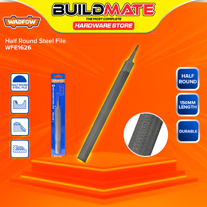 BUILDMATE Wadfow Steel File 6" / 8" Flat Half Round Square Triangle Metalworking File Hand Tools SOLD PER PIECE - WHT