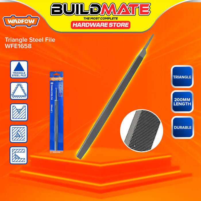 BUILDMATE Wadfow Steel File 6" / 8" Flat Half Round Square Triangle Metalworking File Hand Tools SOLD PER PIECE - WHT