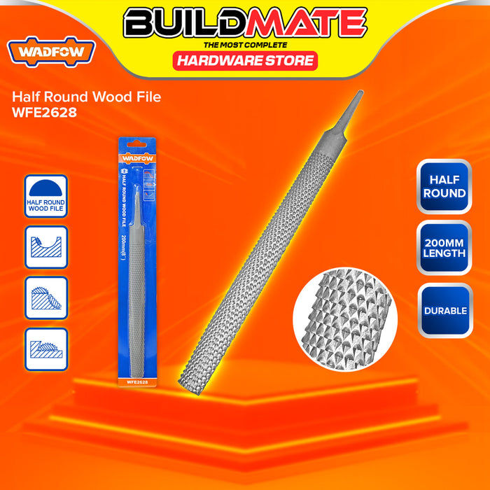 BUILDMATE Wadfow Round Flat Half Round Wood File 8" Inch Woodworking Rasp File Shaping Hand Tools SOLD PER PIECE - WHT