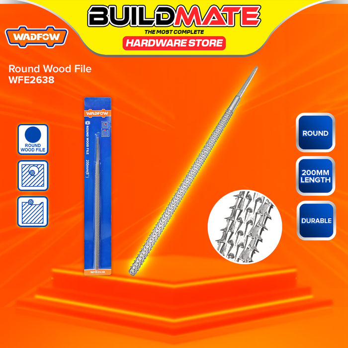 BUILDMATE Wadfow Round Flat Half Round Wood File 8" Inch Woodworking Rasp File Shaping Hand Tools SOLD PER PIECE - WHT