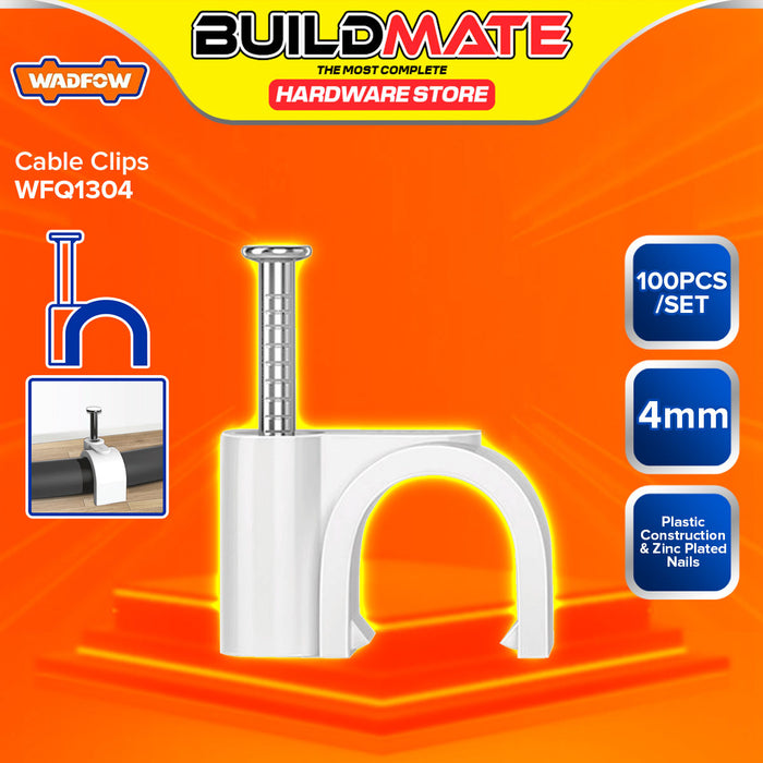 BUILDMATE Wadfow 100PCS/SET White Round Cable Clips 4mm-18mm Wall Mounted Electric Wire Cable Clip Cord Clamp Holder Organizer SOLD PER SET - WHT