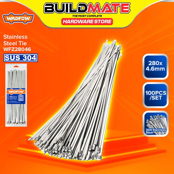 BUILDMATE Wadfow 100PCS/PACK 304 Stainless Steel Tie 4.6mm / 7.9mm Self Locking Heavy Duty Cable Zip Wire Ties Wraps SOLD PER PACK - WHT