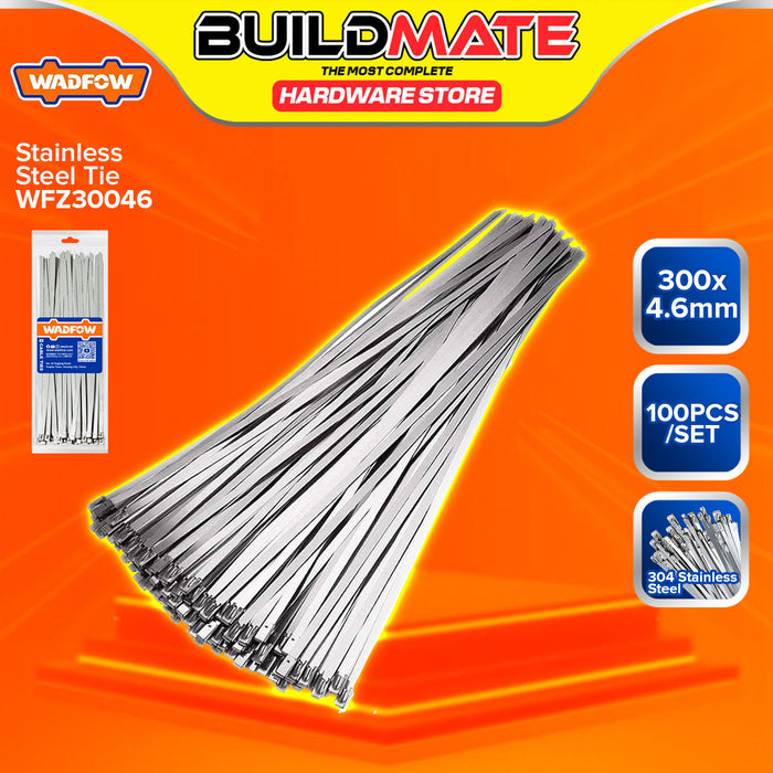 BUILDMATE Wadfow 100PCS/PACK 304 Stainless Steel Tie 4.6mm / 7.9mm Self Locking Heavy Duty Cable Zip Wire Ties Wraps SOLD PER PACK - WHT