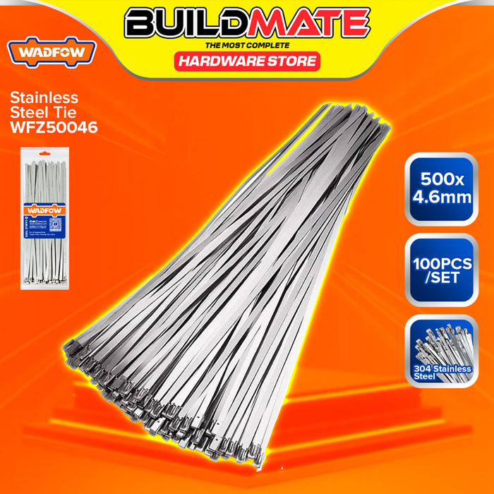 BUILDMATE Wadfow 100PCS/PACK 304 Stainless Steel Tie 4.6mm / 7.9mm Self Locking Heavy Duty Cable Zip Wire Ties Wraps SOLD PER PACK - WHT