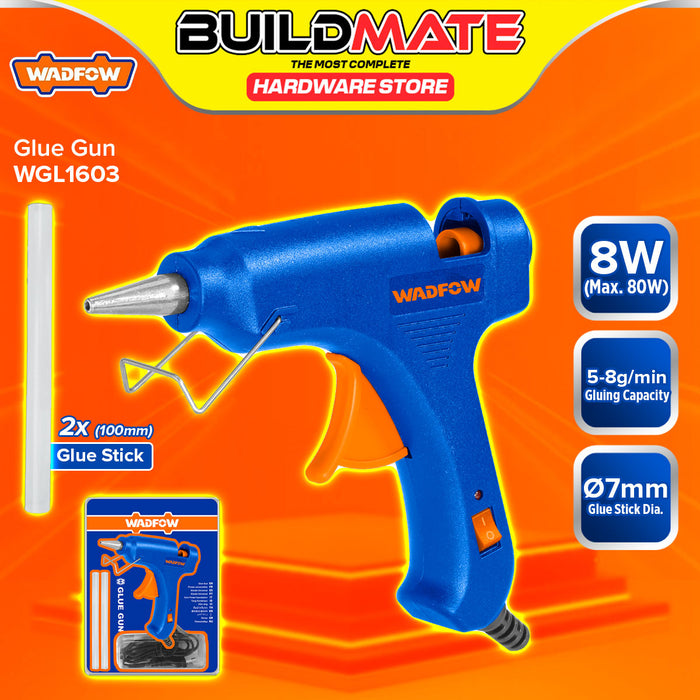 BUILDMATE Wadfow Electric Hot Melt Glue Gun 8W / 15W / 25W Adhesive Multipurpose Applicator with 2pcs Glue Sticks for Arts Crafting DIY Projects - WHT