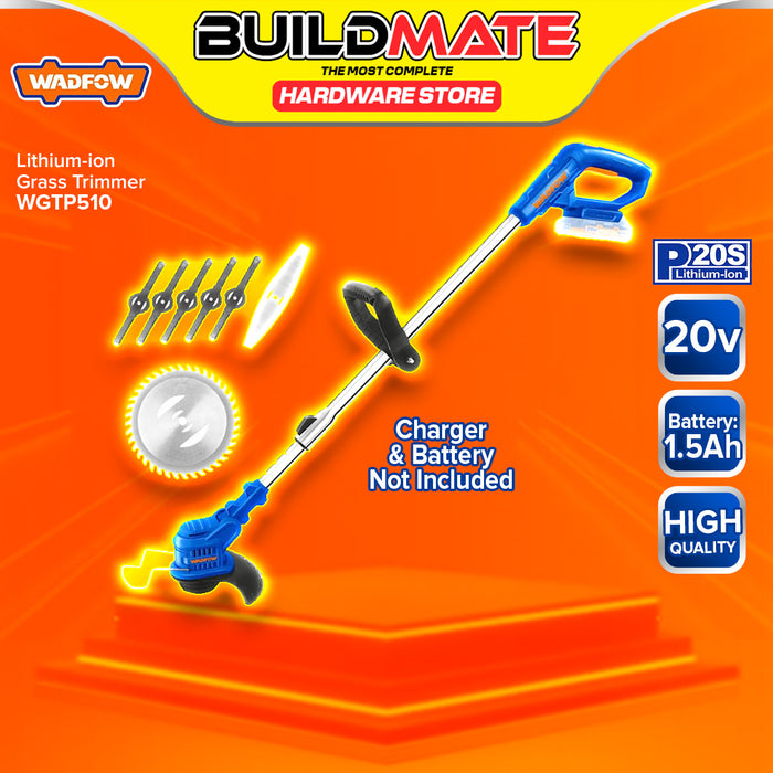 BUILDMATE Wadfow Lithium-Ion 20V Cordless Grass Trimmer Garden String Weed Eater Wacker Lawn Mower Landscaping Grass Cutter Gardening Tool WGTP511 / WGTP510 - WCPT