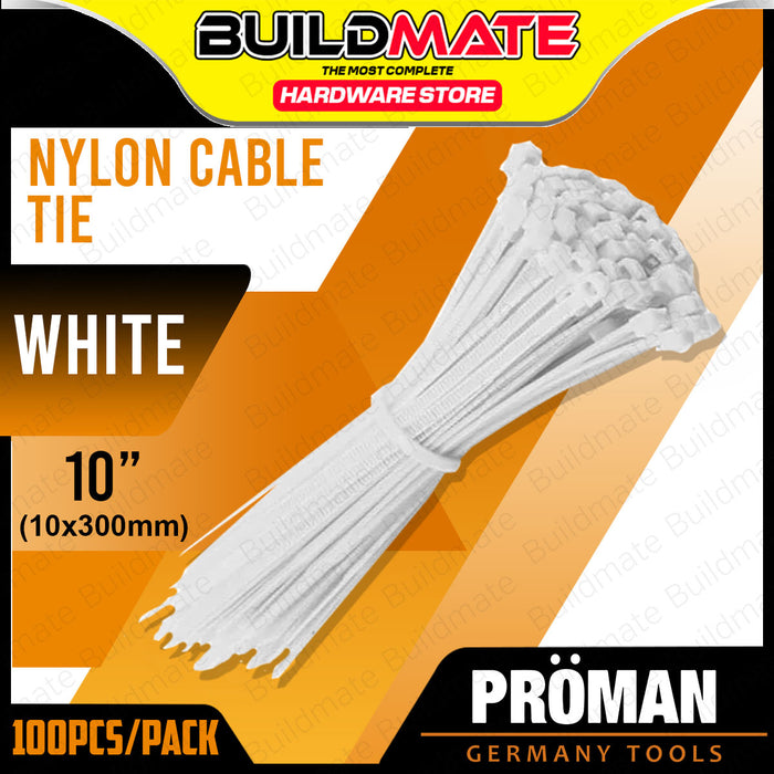 BUILDMATE Proman 100PCS/PACK Nylon Cable Ties White / Black Self Locking Zip Fastening Wire Wraps Cable Tie SOLD PER PACK