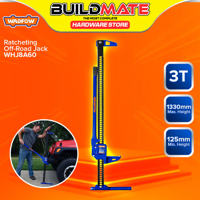 BUILDMATE Wadfow Ratcheting Off-Road Utility Farm Jack 3 Ton Capacity Heavy Duty Mechanical Lifting Vehicle Emergency Recovery Jack - WHT
