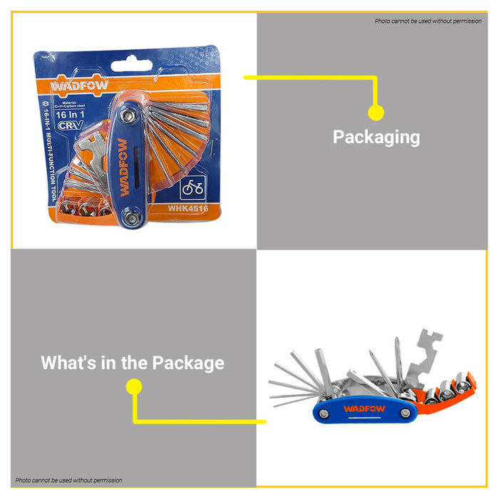 BUILDMATE Wadfow 16 In 1 Foldable Multi-Functional Pocket Tool Set Screwdriver Sockets WHK4516 • WHT