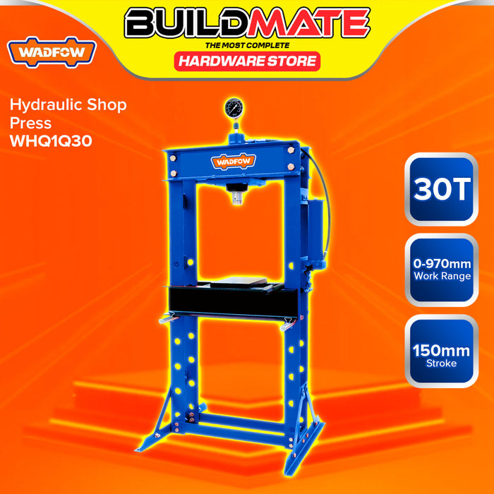 BUILDMATE Wadfow 30T Hydraulic Shop Press 0-970mm Work Range Manual Hydraulic Workshop Press Machine Tool WHQ1Q30 - WHT