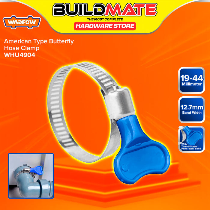 BUILDMATE Wadfow American Type Butterfly Hose Clamp 12.7mm Band Width Fastening Band Nut Easy Tighten Screw Hose Clamp - WHT