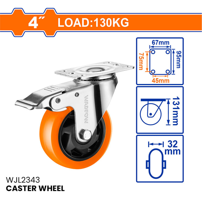 BUILDMATE Wadfow 3"4" 5" Caster Wheel Castor Rolling Swivel Trolley Cart Replacement Roller Wheel with Brake SOLD PER PIECE - WHT