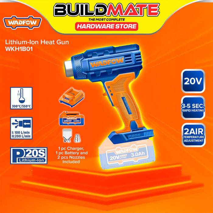 BUILDMATE Wadfow Lithium-Ion Cordless 20V Heat Gun Blower Rechargeable Hot Air Blow Gun Heat Shrink Wrapping Sealer Tool - WCPT