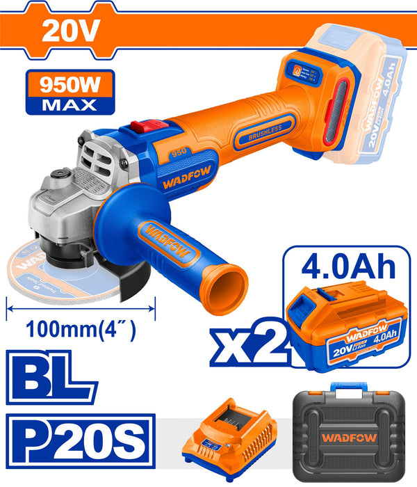 WADFOW Cordless Angle Grinder with 5pcs Metal Cutting Disc WLAP5312 WLAPB512 WCPT - BUILDMATE