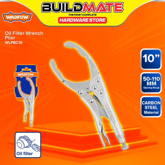 BUILDMATE Wadfow Oil Filter Wrench Locking Plier 10" Inch Carbon Steel Adjustable Automotive Spanner Removal Tools WLP8C10 - WHT